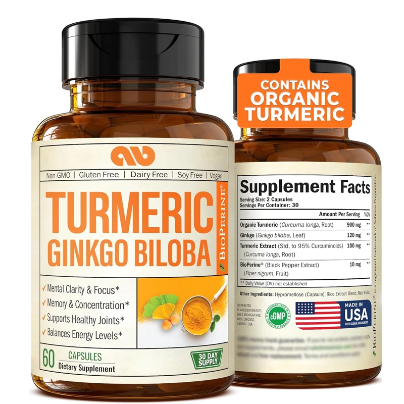 Turmeric Curcumin Capsule - Organiczny suplement kurkuminy z liściem ginkgo
